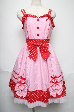 画像: Angelic Pretty / Candy Popジャンパースカート  ピンクｘ赤 S-25-06-01-047-AP-OP-AS-ZS