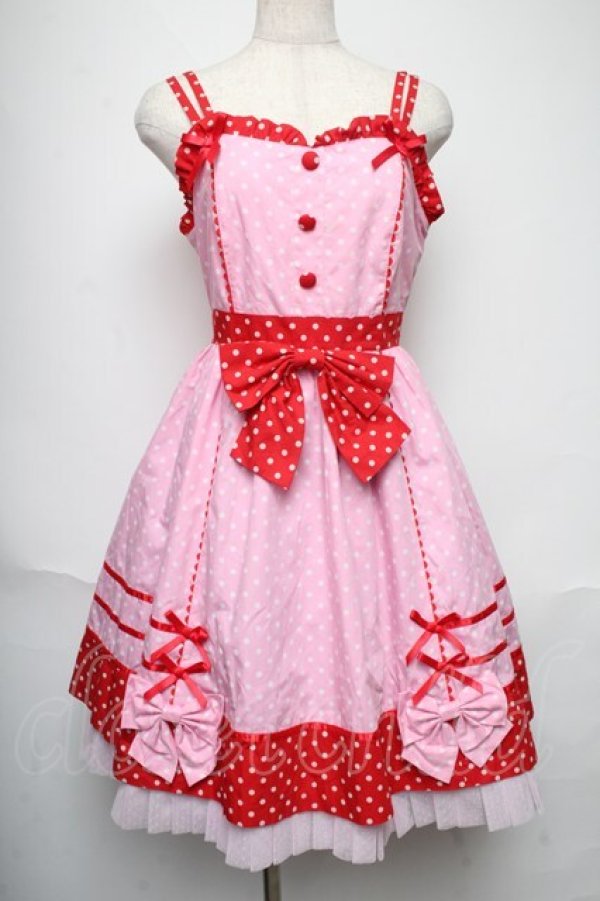 画像1: Angelic Pretty / Candy Popジャンパースカート  ピンクｘ赤 S-25-06-01-047-AP-OP-AS-ZS (1)