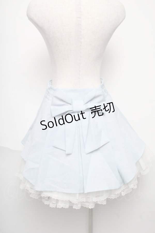 画像2: Secret Honey / バックリボン裾チュールスカート  サックスｘ白 S-25-06-01-056-CA-SK-HR-ZS (2)