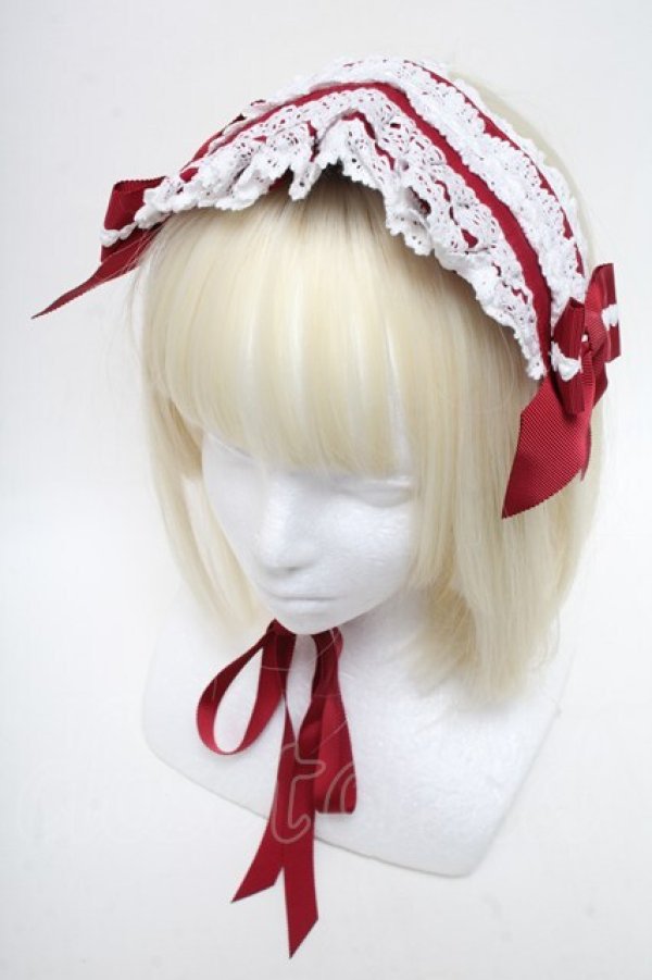 画像1: BABY,THE STARS SHINE BRIGHT / Creamy Ribbonヘッドドレス  エンジｘ白 S-25-06-01-018-BA-AC-HR-ZS (1)