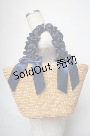 画像: Maison de FLEUR / フリルハンドルかごバッグ  ネイビー S-25-06-01-022-LO-BG-HR-ZS