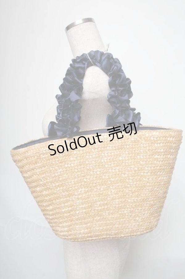 画像3: Maison de FLEUR / フリルハンドルかごバッグ  ネイビー S-25-06-01-022-LO-BG-HR-ZS (3)