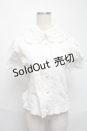 画像: metamorphose / フリル半袖ブラウス  白 S-25-06-01-024-ME-BL-HR-ZS