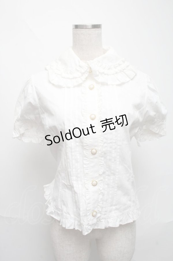 画像1: metamorphose / フリル半袖ブラウス  白 S-25-06-01-024-ME-BL-HR-ZS (1)