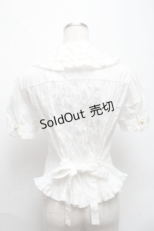 画像2: metamorphose / フリル半袖ブラウス  白 S-25-06-01-024-ME-BL-HR-ZS (2)