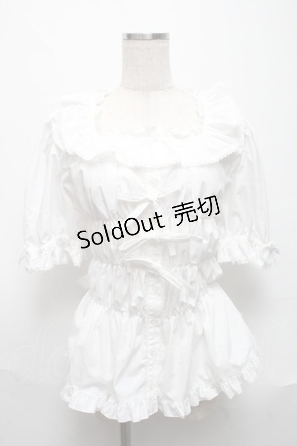 画像1: metamorphose / 【プラスサイズ】シャーロットスクエアあき半袖ブラウス 2 白 S-25-06-01-025-ME-BL-HR-ZS (1)