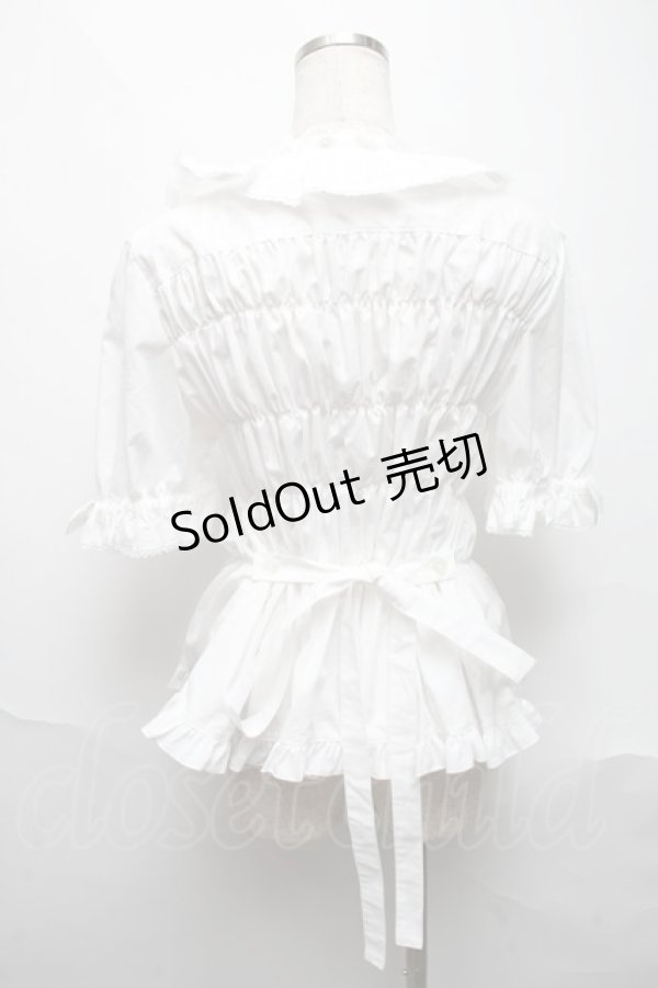 画像2: metamorphose / 【プラスサイズ】シャーロットスクエアあき半袖ブラウス 2 白 S-25-06-01-025-ME-BL-HR-ZS (2)
