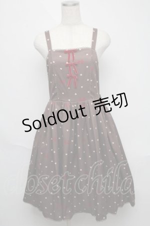 画像: axes femme kawaii / ハートドット柄ジャンスカ  ブラウン S-25-06-03-048-AX-OP-AS-ZI