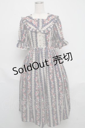画像: axes femme kawaii / ローズベリーガーデンワンピース  紺 S-25-06-03-053-AX-OP-AS-ZS