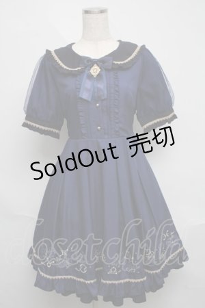 画像: Amavel / Fortune Horoscopeチュールスリーブワンピース  紺 S-25-06-03-055-CA-BL-AS-ZS