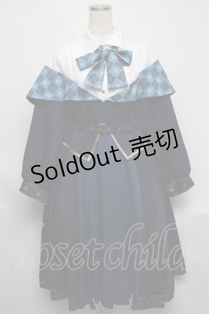 画像: Favorite / ハートの女王とアリスの重ね着風豪華ワンピース  紺ｘ白 S-25-06-03-056-LO-OP-AS-ZS