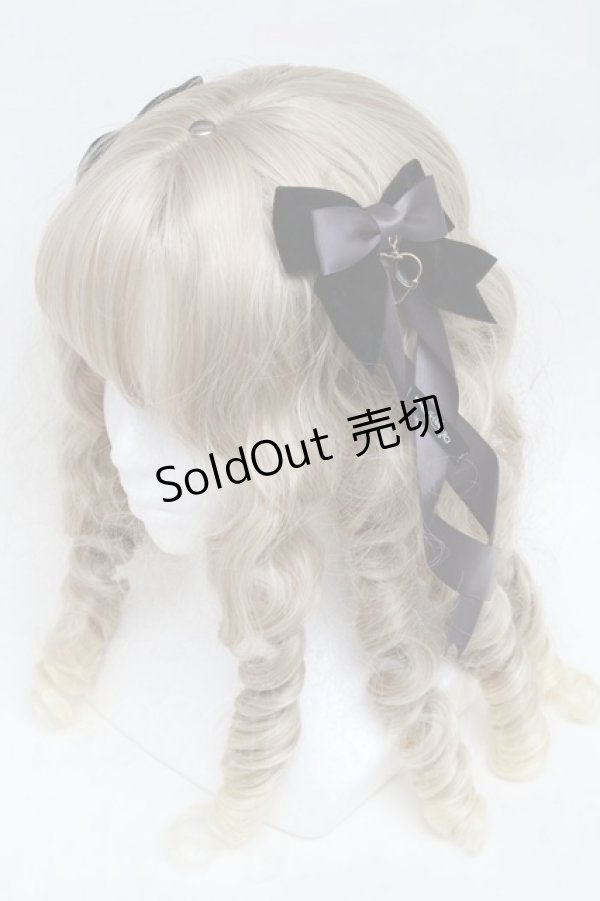 画像1: LOTUS ribbon / ベロアリボンクリップ  黒ｘグレー S-25-06-03-007-EL-AC-AS-ZS (1)