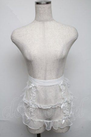 画像: axes femme kawaii / ドットチュールハーフエプロン  白 S-25-06-03-027-AX-ZA-HR-ZS
