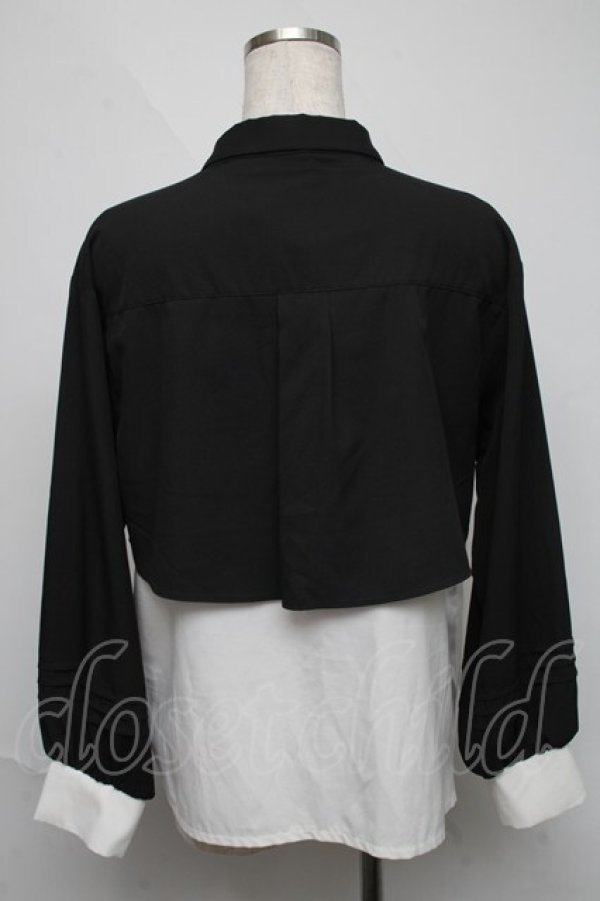 画像2: axes femme / フラシデザインシャツ  黒ｘ白 S-25-06-03-032-AX-BL-HR-ZS (2)