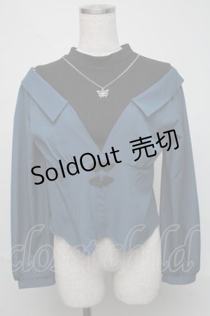 画像: axes femme POETIQUE / レイヤードオリエンタルシャツ  ブルーグリーン S-25-06-03-035-AX-TO-AS-ZS