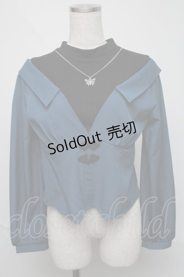 画像1: axes femme POETIQUE / レイヤードオリエンタルシャツ  ブルーグリーン S-25-06-03-035-AX-TO-AS-ZS (1)
