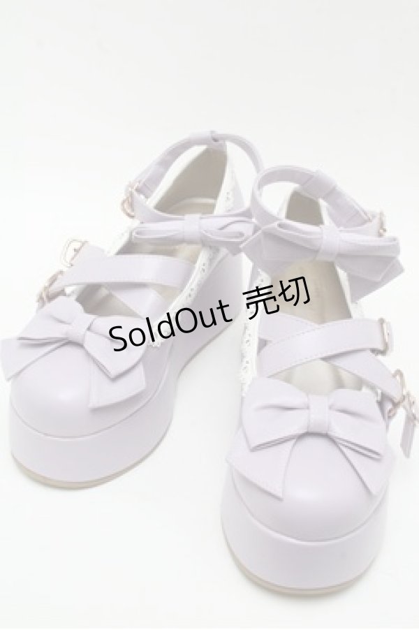 画像1: axes femme kawaii / リボンスカラップ配色シューズ  ラベンダー S-25-06-04-009-AX-SH-HR-ZS (1)