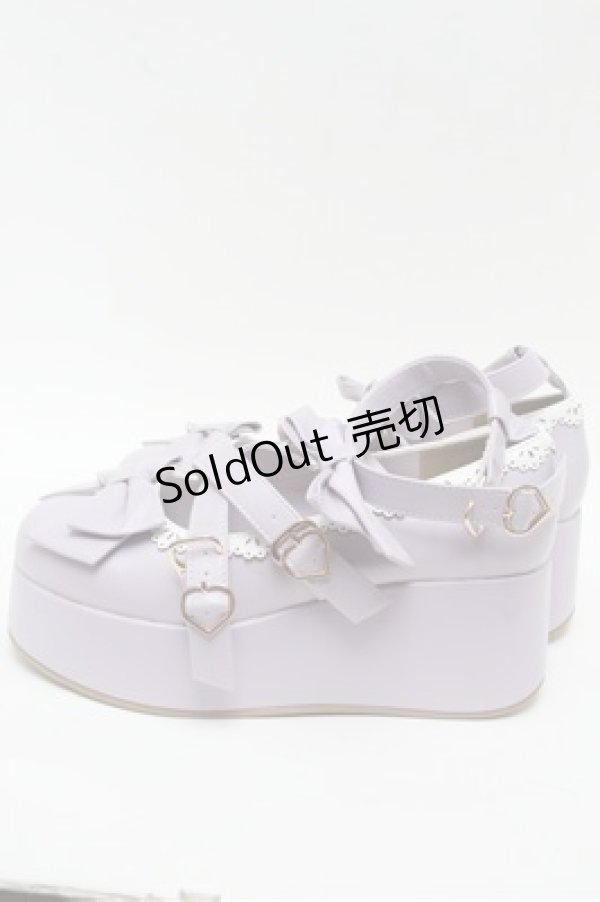 画像2: axes femme kawaii / リボンスカラップ配色シューズ  ラベンダー S-25-06-04-009-AX-SH-HR-ZS (2)