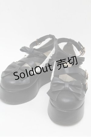 画像: axes femme kawaii / リボンスカラップ配色シューズ  黒ｘ白 S-25-06-04-010-AX-SH-HR-ZS
