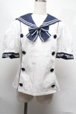 画像1: metamorphose / セーラーダブル釦ブラウス 白ｘ紺 S-25-06-04-012-ME-BL-AS-ZS (1)