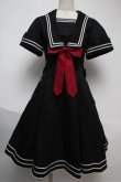 画像1: metamorphose / セーラー半袖ワンピース  黒ｘ白 S-25-06-04-026-ME-OP-AS-ZS (1)