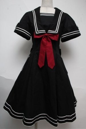 画像: metamorphose / セーラー半袖ワンピース  黒ｘ白 S-25-06-04-026-ME-OP-AS-ZS