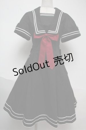 画像: metamorphose / セーラー半袖ワンピース  黒ｘ白 S-25-06-04-026-ME-OP-AS-ZS