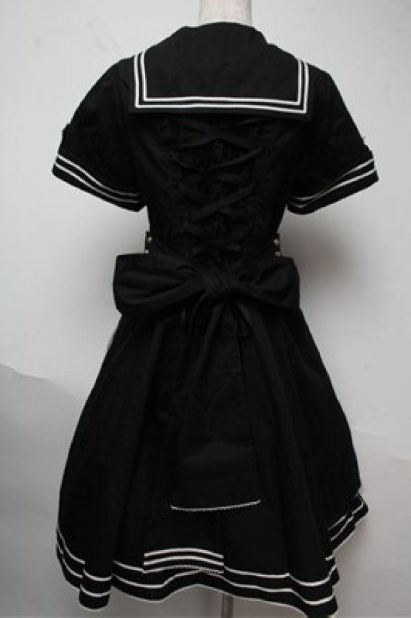 画像2: metamorphose / セーラー半袖ワンピース  黒ｘ白 S-25-06-04-026-ME-OP-AS-ZS (2)