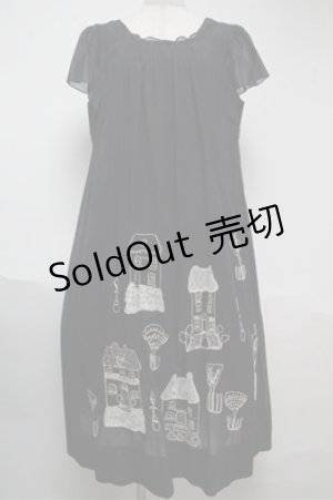 画像: Jane Marple Dans Le Salon / 刺繍ワンピース  紺 S-25-06-04-028-JM-OP-AS-ZS