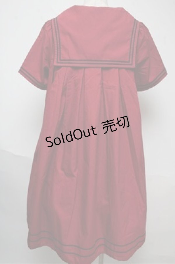 画像2: metamorphose / セーラー半袖ワンピース  ワイン S-25-06-04-030-ME-OP-AS-ZS (2)