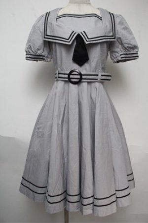 画像: metamorphose / セーラー半袖ワンピース  グレー S-25-06-04-032-ME-OP-AS-ZS