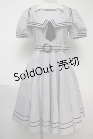 画像: metamorphose / セーラー半袖ワンピース  グレー S-25-06-04-032-ME-OP-AS-ZS