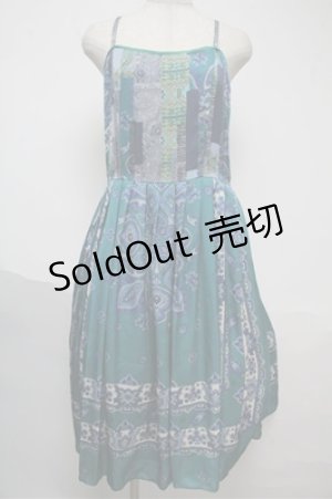 画像: Jane Marple / ペイズリースカーフワンピース  グリーン S-25-06-04-035-JM-OP-ET-ZS