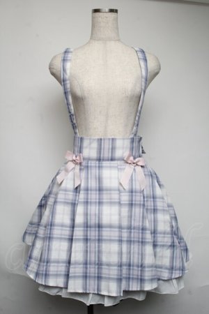 画像: Amavel / Dreaming Ribbonサイドプリーツチェックスカート  ブルーｘピンク S-25-06-05-055-CA-SK-HR-ZS