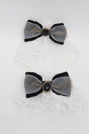 画像: Angelic Pretty / Princessロゴリボンお袖とめ  黒ｘグレー S-25-06-05-010-AP-ZA-HR-ZS