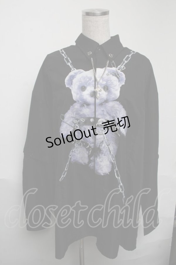 画像1: Amilige / Tied Bearシャツ  黒ｘ紫 S-25-06-05-030-PU-TO-HR-ZS (1)