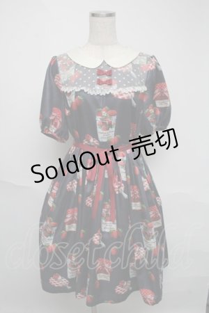 画像: Leur Getter / Strawberry Confiture袖付ワンピース  紺 S-25-06-05-034-LU-OP-HR-ZS