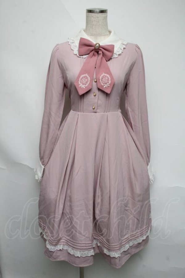 画像1: Amavel / Monogram Antique Ribbonワンピース  ピンク S-25-06-05-038-CA-OP-HR-ZS (1)