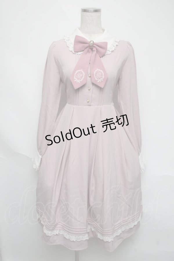 画像1: Amavel / Monogram Antique Ribbonワンピース  ピンク S-25-06-05-038-CA-OP-HR-ZS (1)