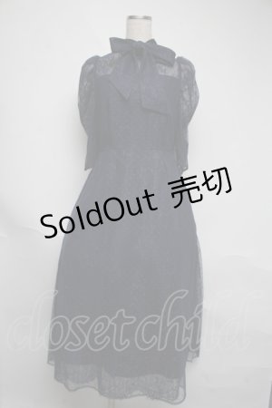 画像: axes femme / ドットチュールxレースドレス  紺 S-25-06-05-040-AX-TO-HR-ZS