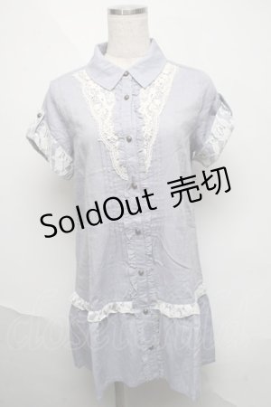 画像: axes femme / レース使いシャツチュニック  サックス S-25-06-06-048-AX-TO-HR-ZS
