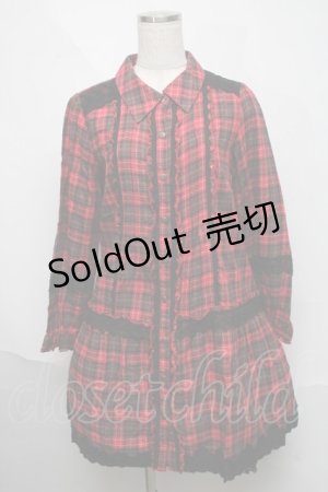 画像: axes femme / チェック柄シャツワンピース  赤ｘ黒 S-25-06-06-052-AX-OP-HR-ZS