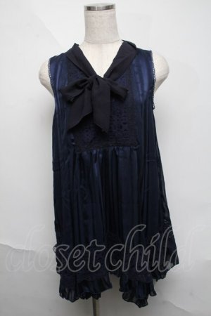 画像: axes femme / ボウタイ裾イレギュラーチュニック  ネイビー S-25-06-06-056-AX-TO-HR-ZS