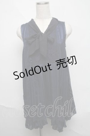 画像: axes femme / ボウタイ裾イレギュラーチュニック  ネイビー S-25-06-06-056-AX-TO-HR-ZS
