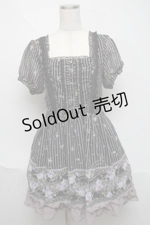 画像: axes femme / ストライプローズptシフォンワンピース  黒 S-25-06-06-058-AX-OP-HR-ZS