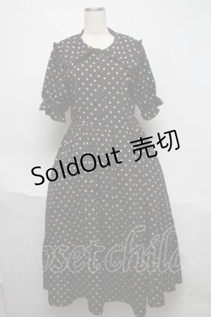 画像: m petit by misako / 梨地水玉半袖ワンピース  黒 S-25-06-06-059-LO-OP-HR-ZS