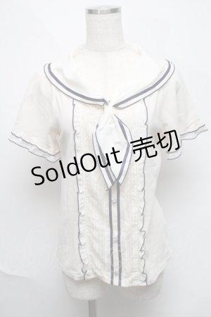 画像: axes femme POETIQUE / セーラー風半袖トップス  オフ S-25-06-06-018-AX-TO-HR-ZS