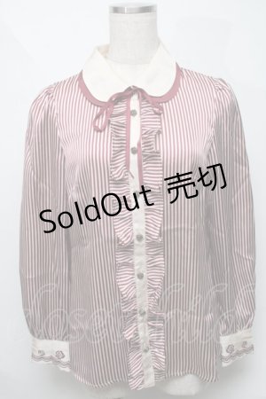 画像: axes femme / ダブルカラーストライプサテンブラウス  ワインｘオフ S-25-06-06-028-AX-BL-HR-ZS