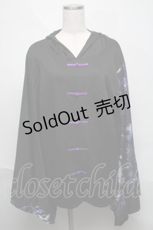 画像: NieR Clothing / FAKEチャイナボタン着物風袖PULLOVER【和柄九尾】  黒ｘ紫 S-25-06-06-036-PU-TO-HR-ZS