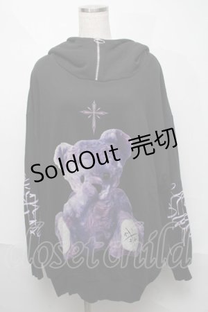 画像: TRAVAS TOKYO / Furry bear half zip high neck hoodie　パーカー  黒ｘ紫 S-25-06-06-039-PU-TO-HR-ZS